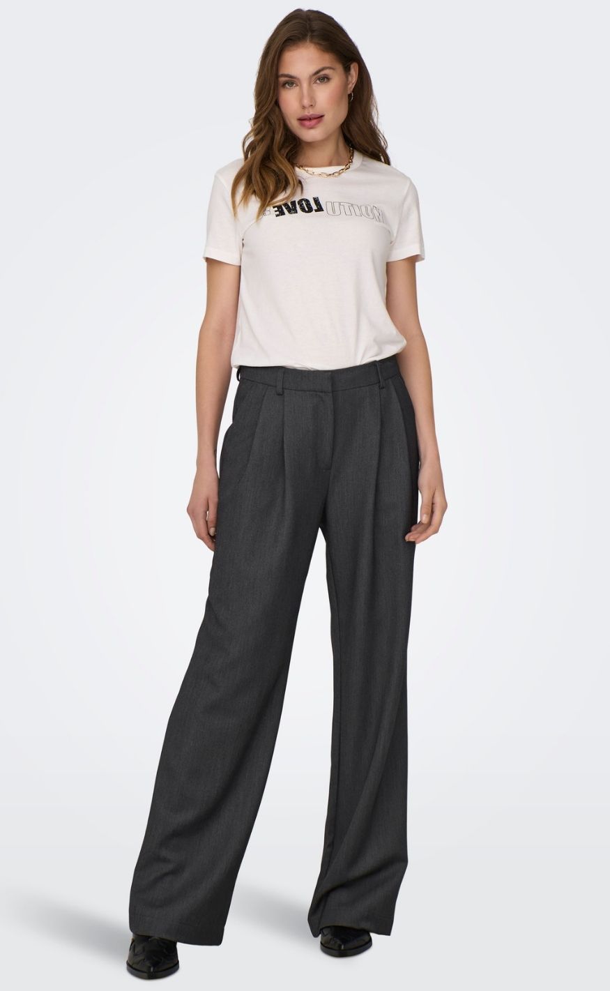 ONLY Bukser - Hattie Pleat - Dark Grey Melange