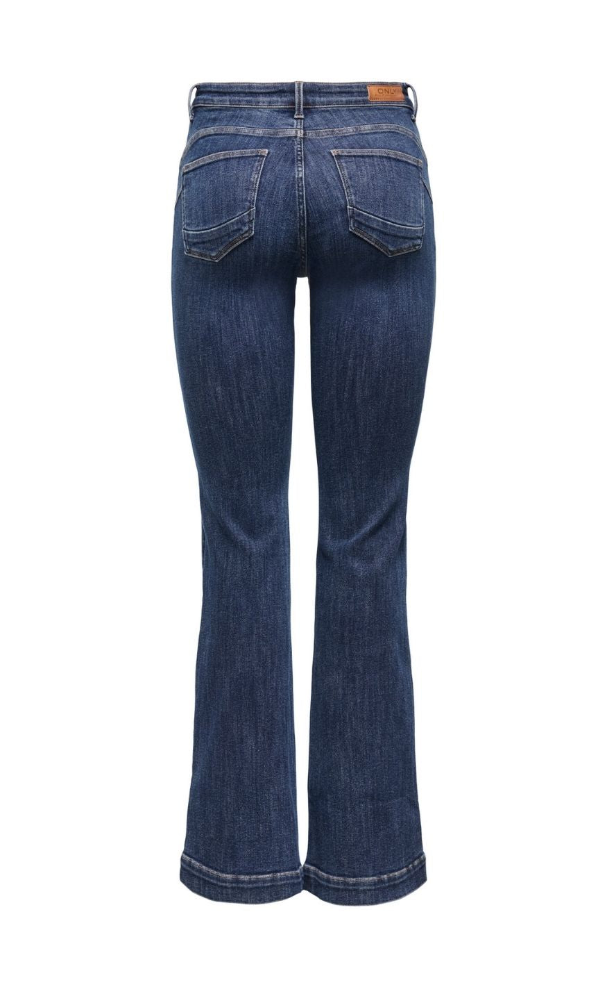 ONLY Bukser - Power Mid Flared Pushup - Dark Blue Denim