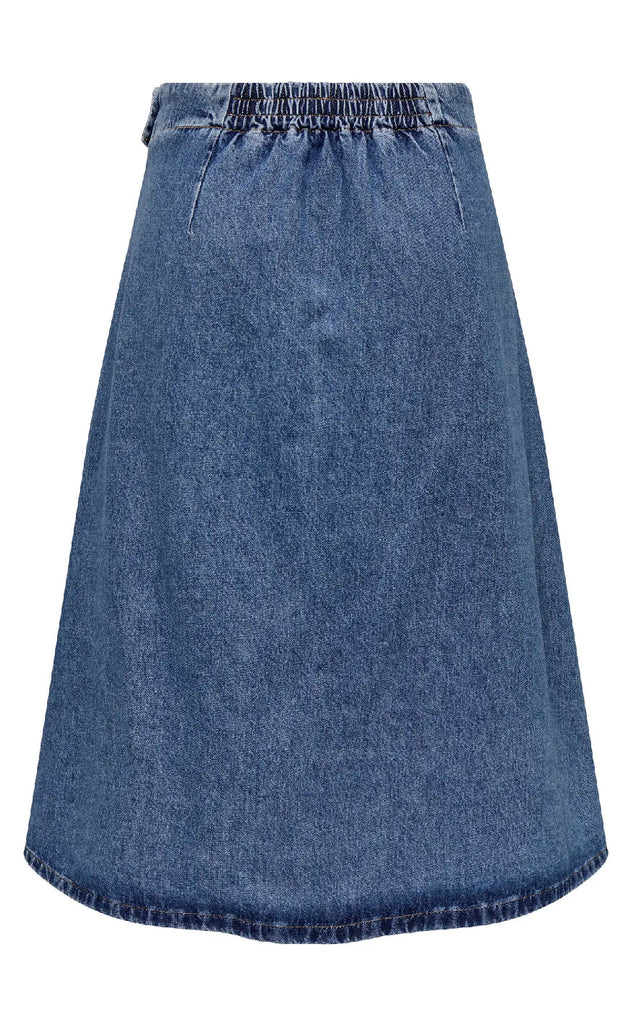 ONLY Skjørt - Thea Wrap Midi - Medium Blue Denim