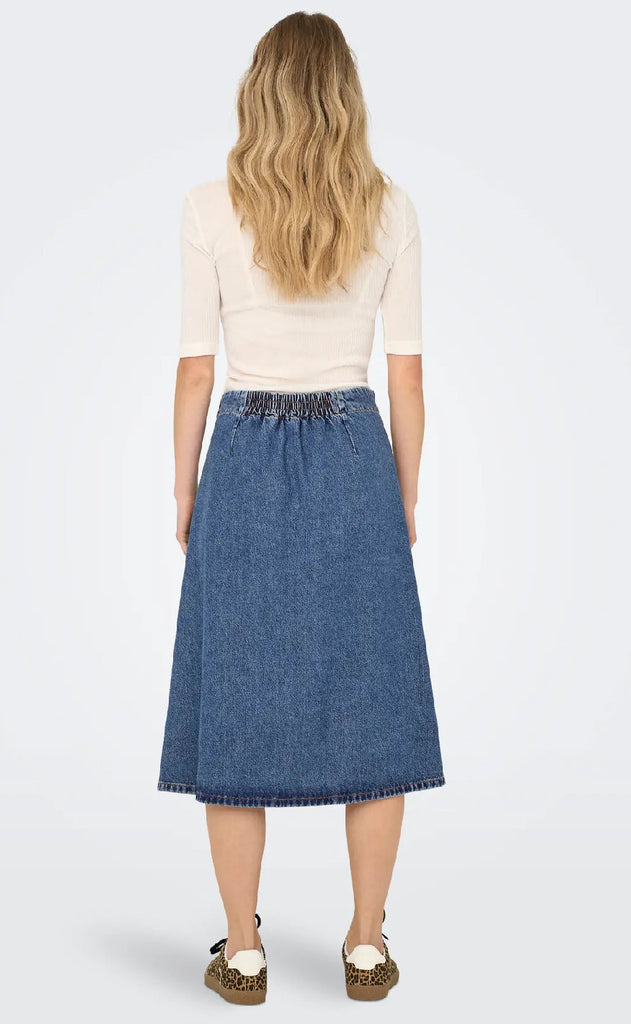 ONLY Skjørt - Thea Wrap Midi - Medium Blue Denim