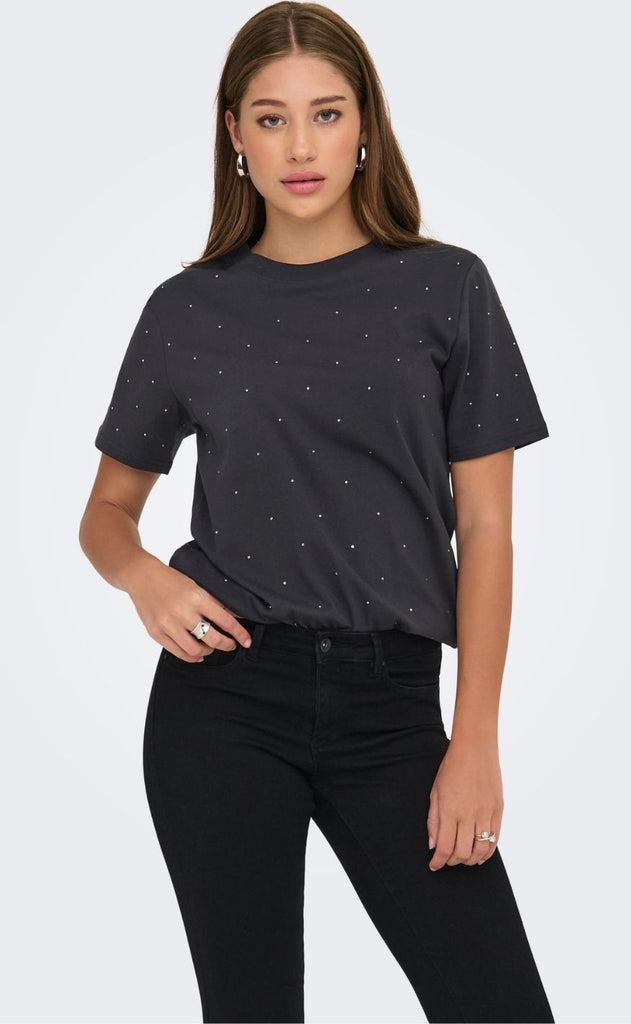 ONLY T-shirt - Monja Studs - Phantom Studs