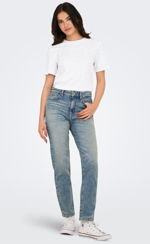 ONLY T-shirt - Monja Studs - White Studs