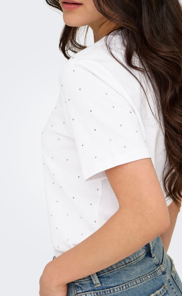 ONLY T-shirt - Monja Studs - White Studs