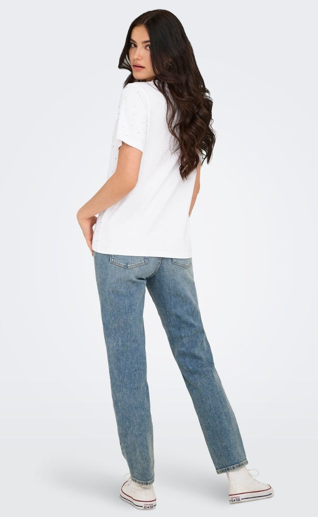 ONLY T-shirt - Monja Studs - White Studs