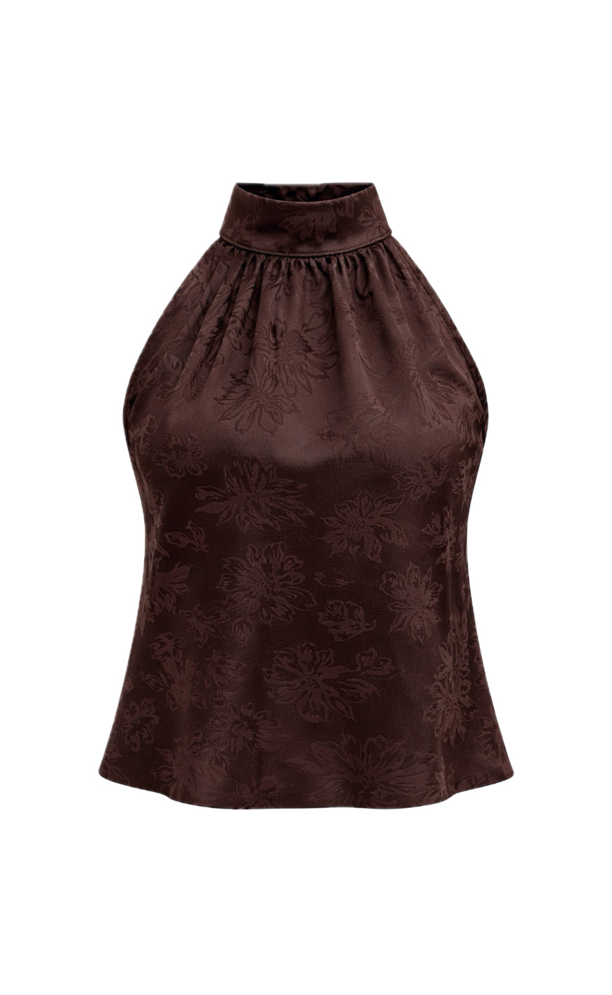 Say INA Copenhagen Topp - Malina - Dark Brown Flower
