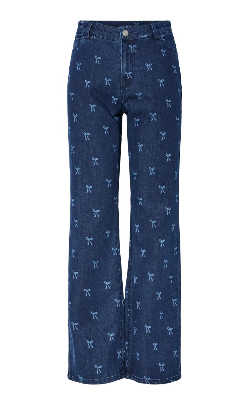 PIECES Bukser - Malume HW - Dark Blue Denim