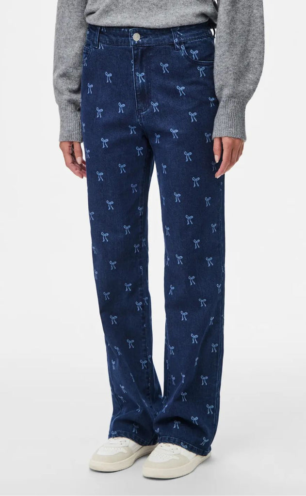 PIECES Bukser - Malume HW - Dark Blue Denim