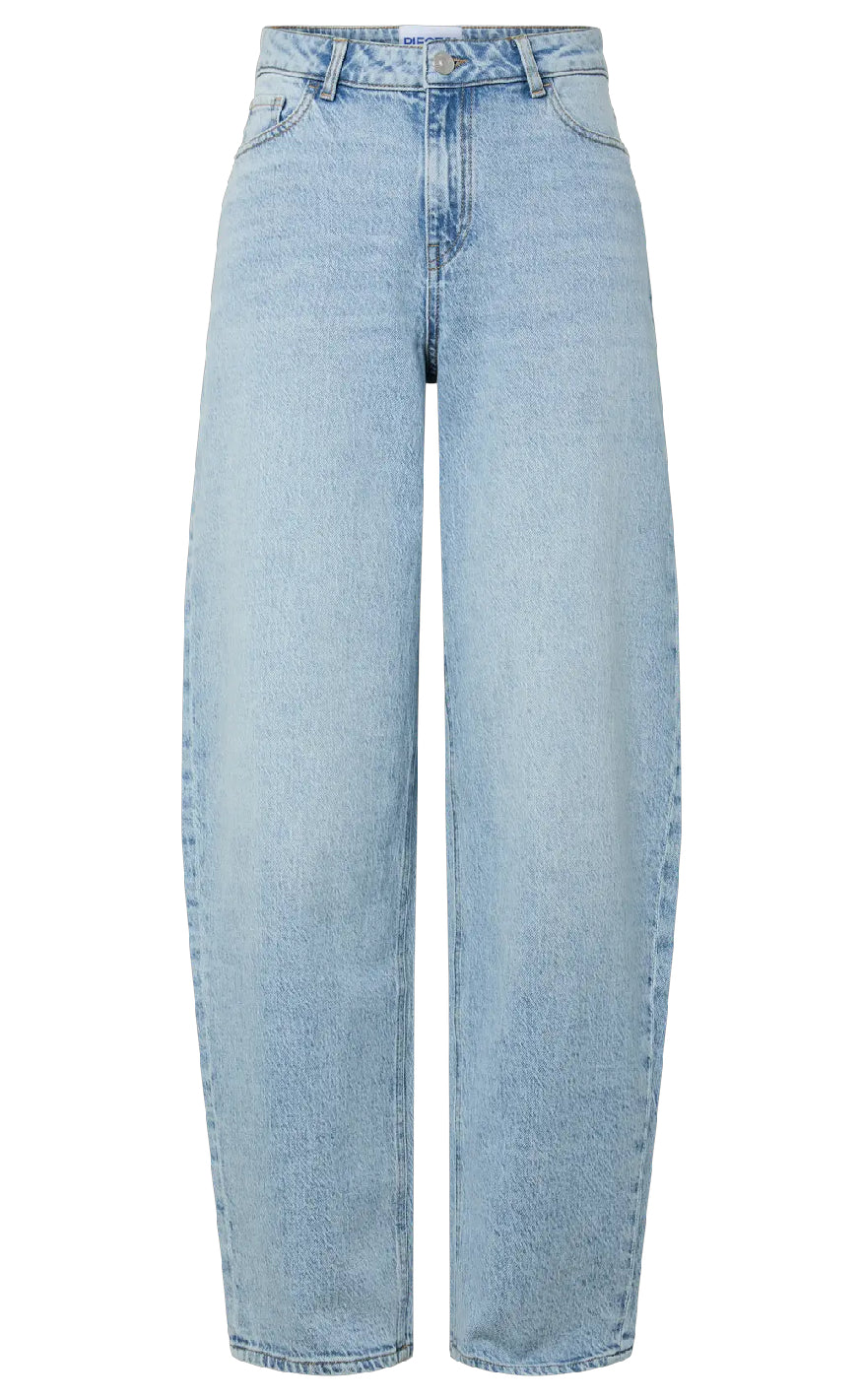 Pieces Buker - Grace MW Barrel - Light Blue Denim