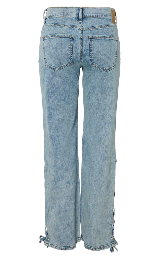 Pieces Bukser - Fenda MW Straight - Light Blue Denim