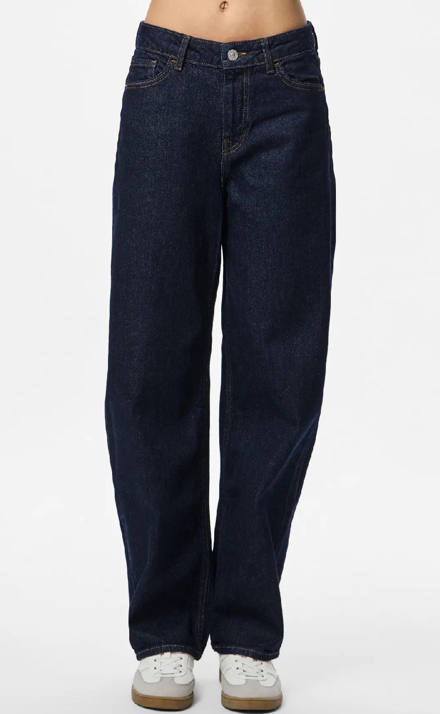 Pieces Bukser - Grace MW Barrel - Dark Blue Denim
