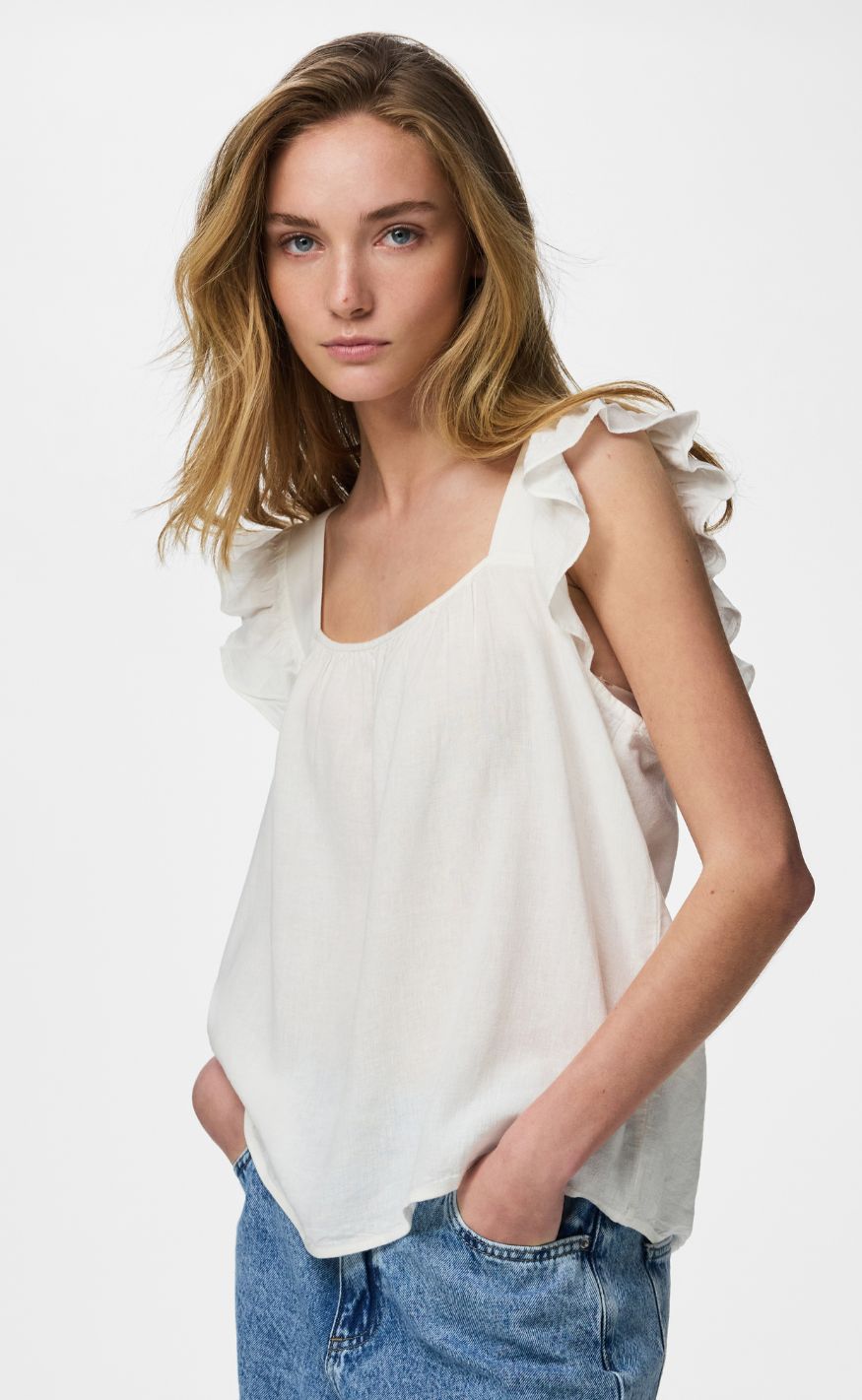 Pieces Topp - Pia - Bright White/Bright White