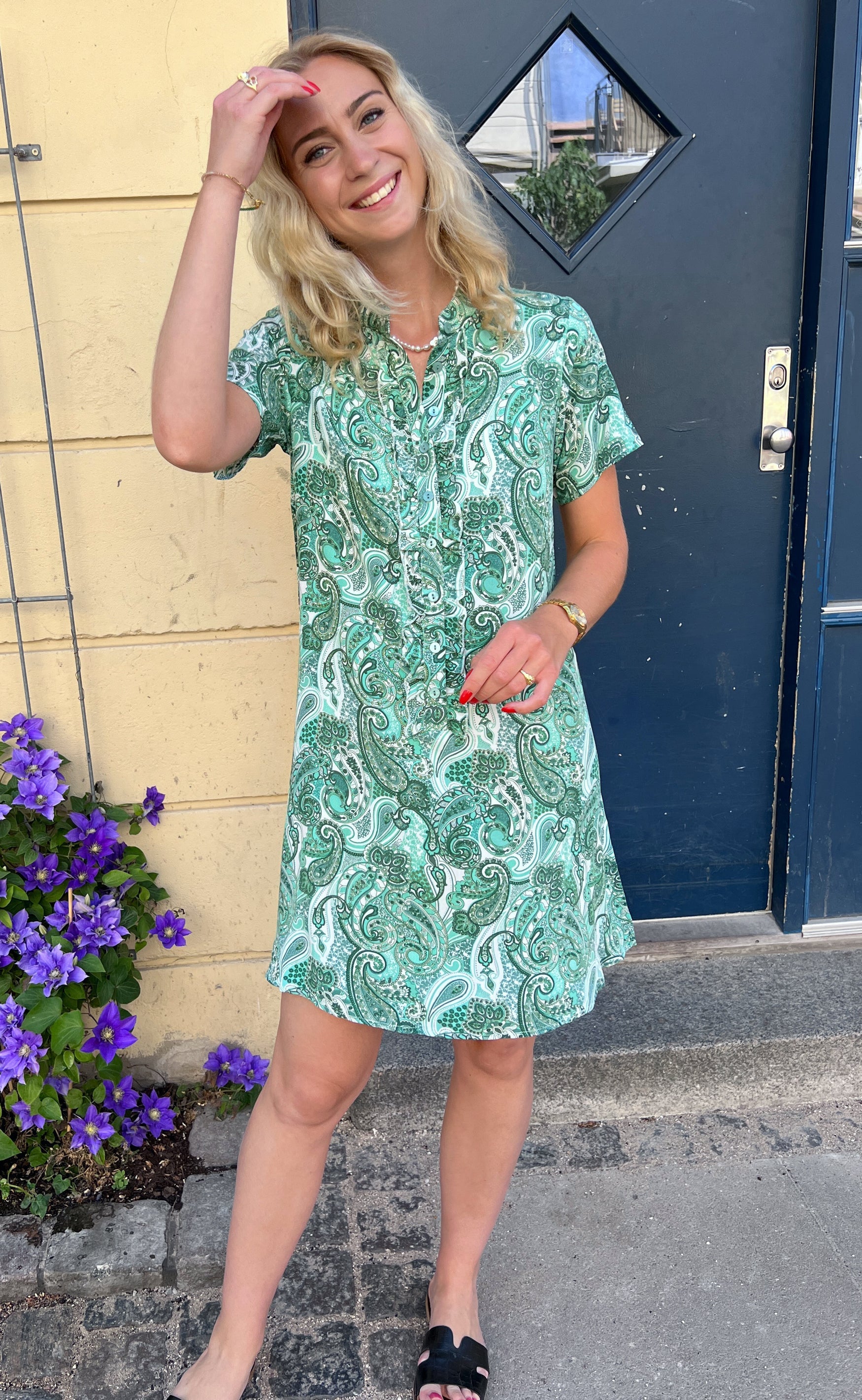 INA Copenhagen Kjole - Flora - Green Paisley