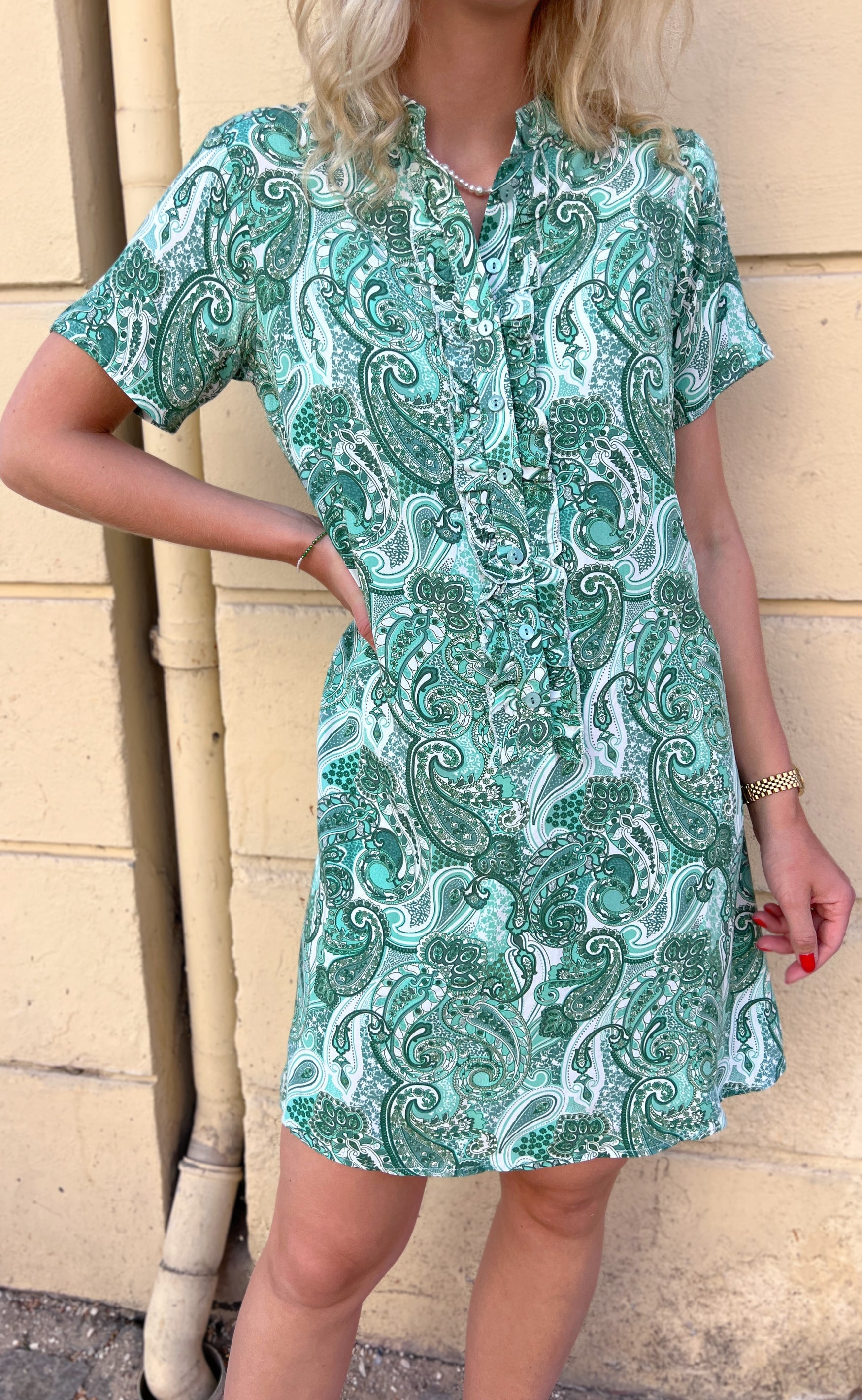INA Copenhagen Kjole - Flora - Green Paisley