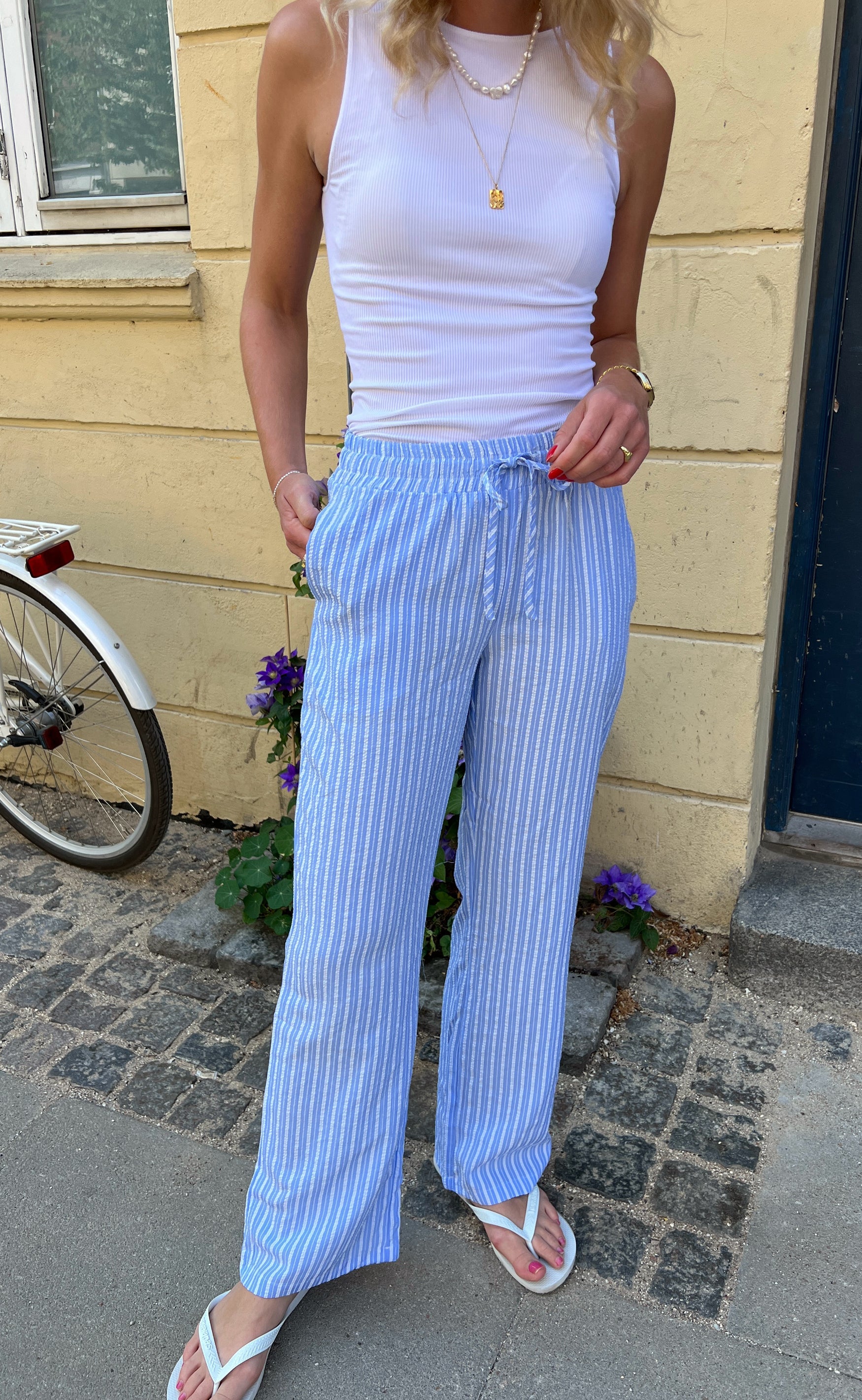 INA Copenhagen Bukser - Grace - Blue/White Stripe