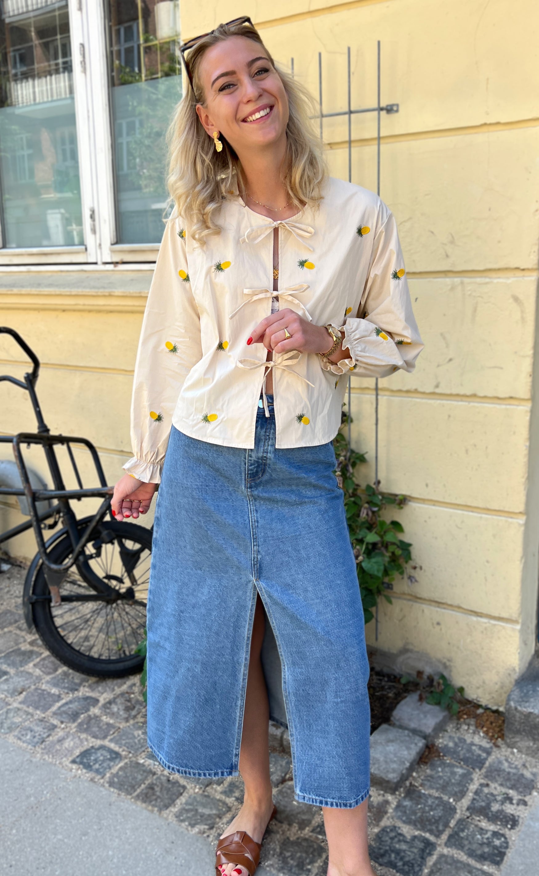 INA Copenhagen Bluse - Leonora - Off White W. Pineapple