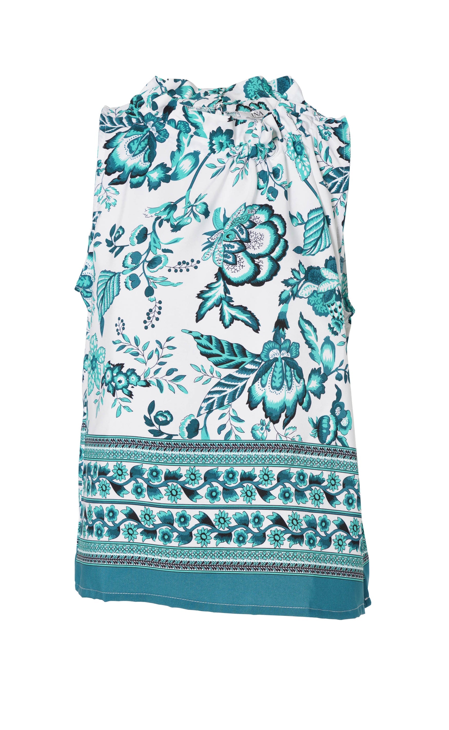 INA Copenhagen Topp - Ellen - White/Green Flower (vendbar)