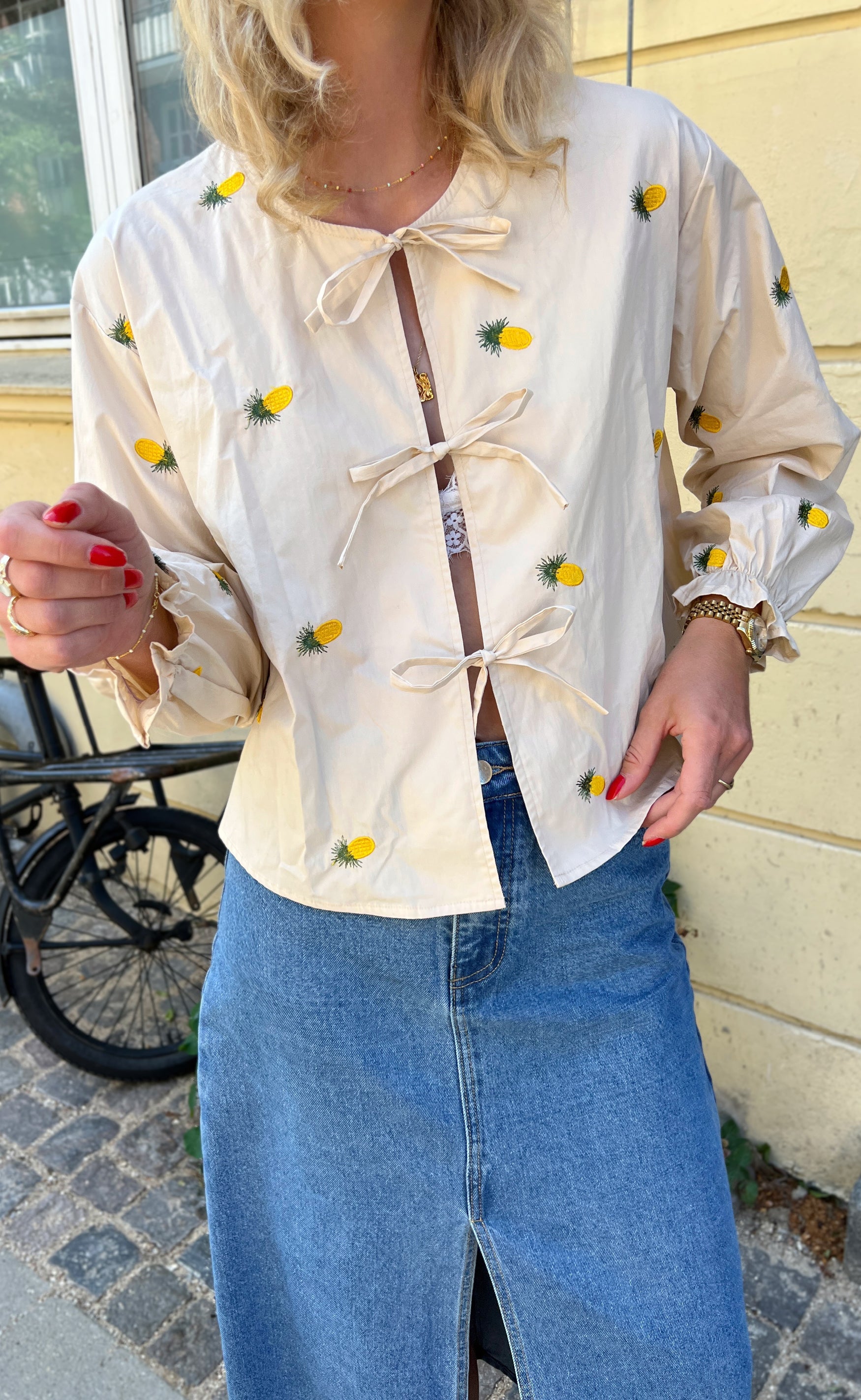 INA Copenhagen Bluse - Leonora - Off White W. Pineapple