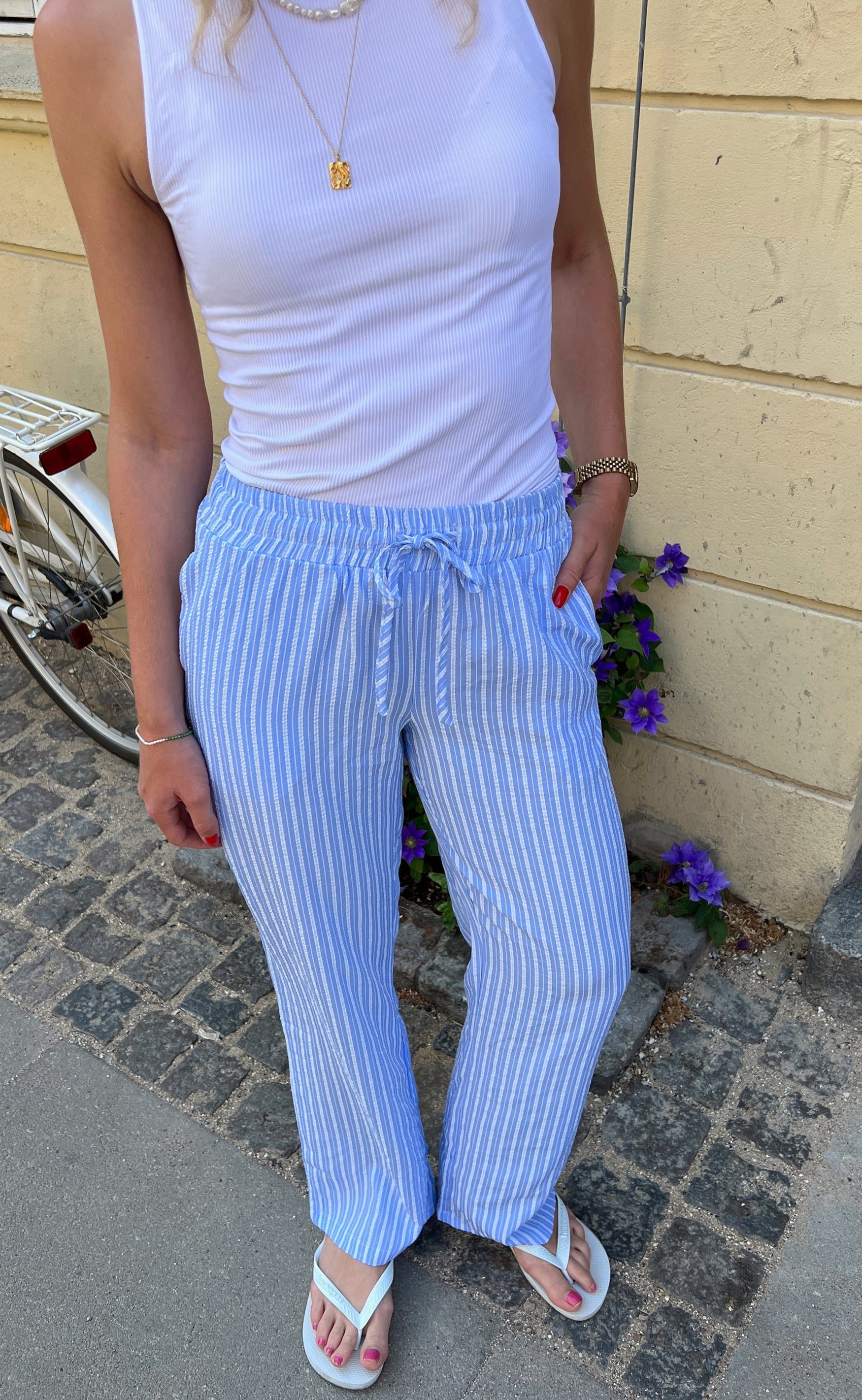 INA Copenhagen Bukser - Grace - Blue/White Stripe