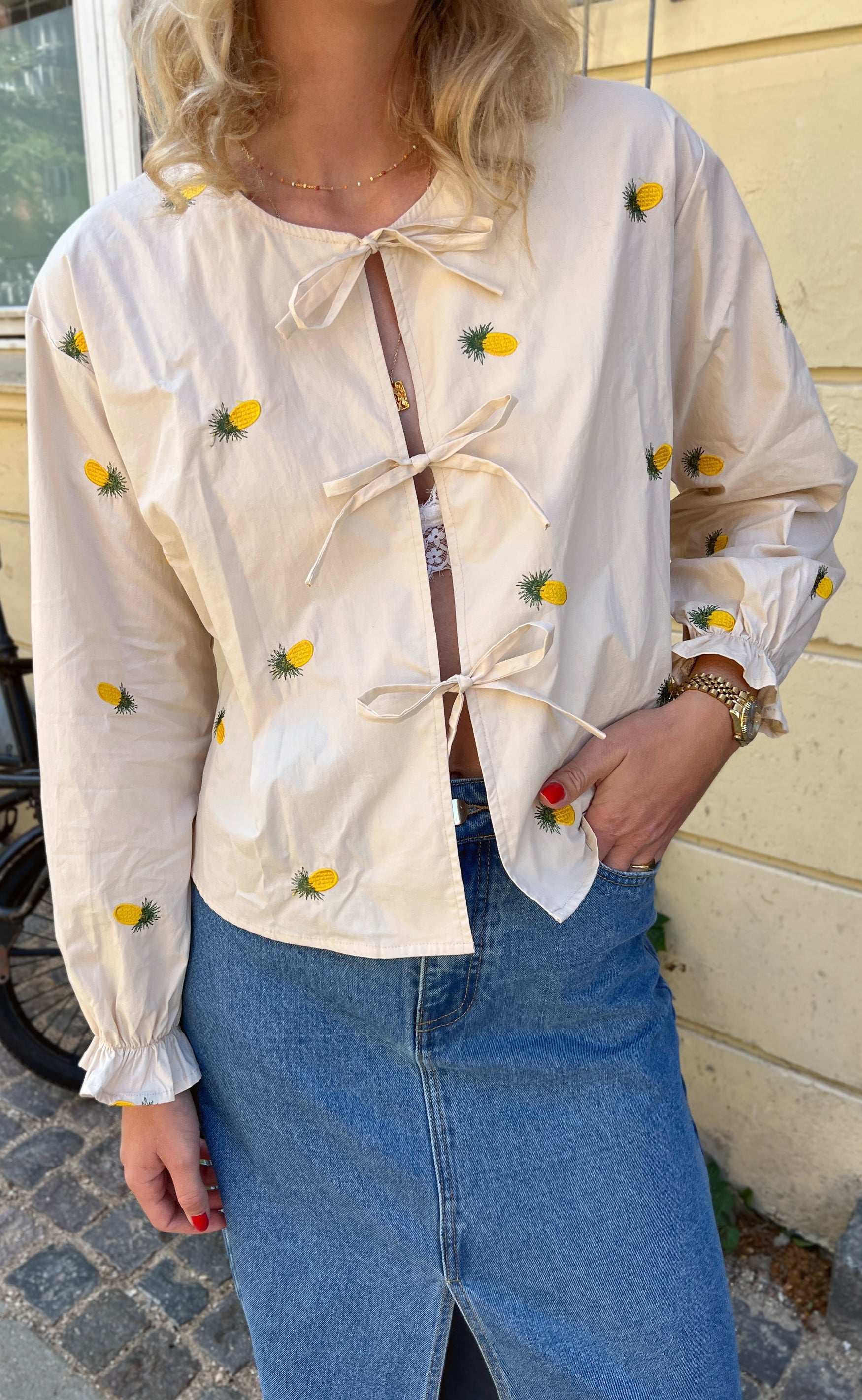 INA Copenhagen Bluse - Leonora - Off White W. Pineapple