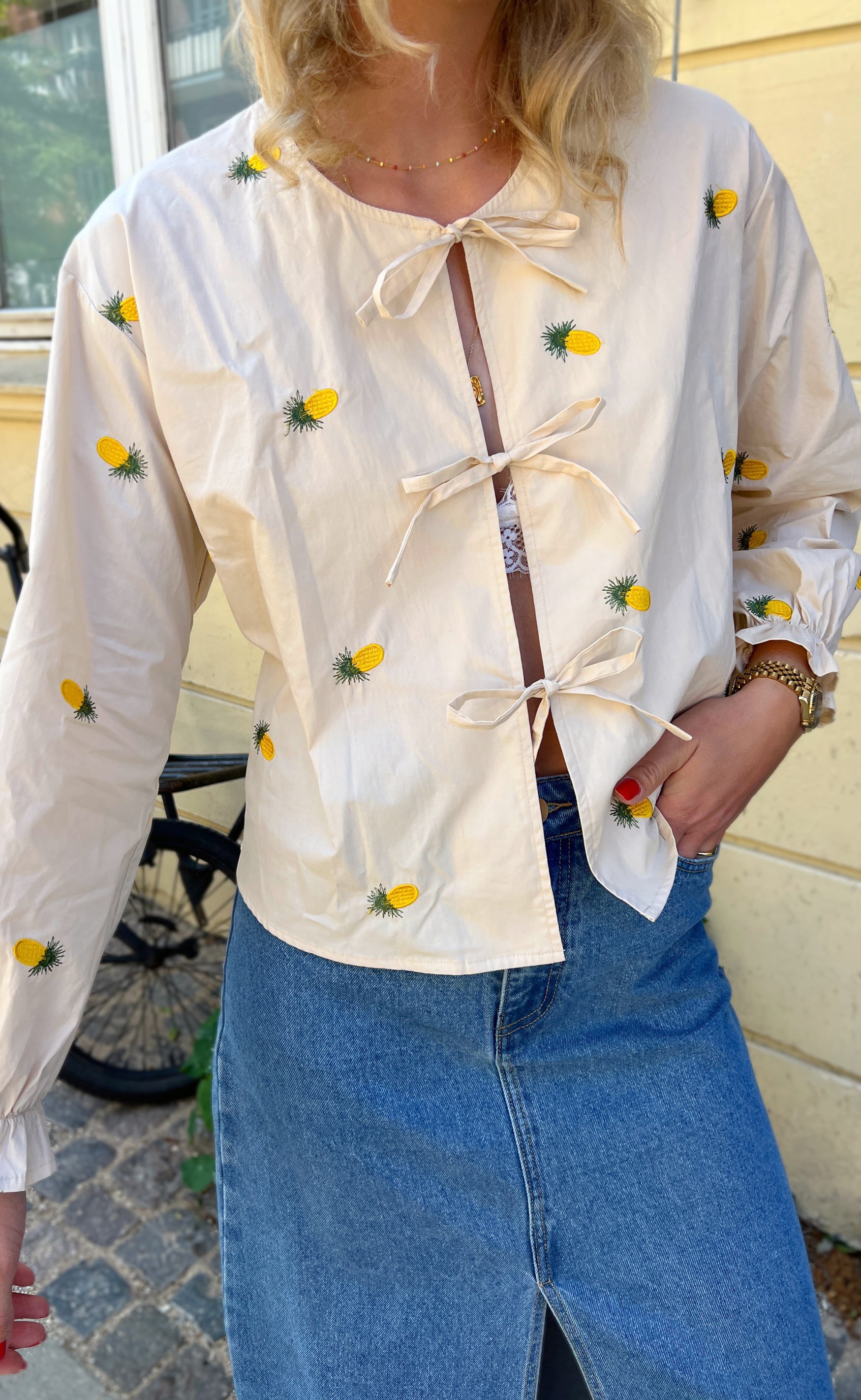 INA Copenhagen Bluse - Leonora - Off White W. Pineapple