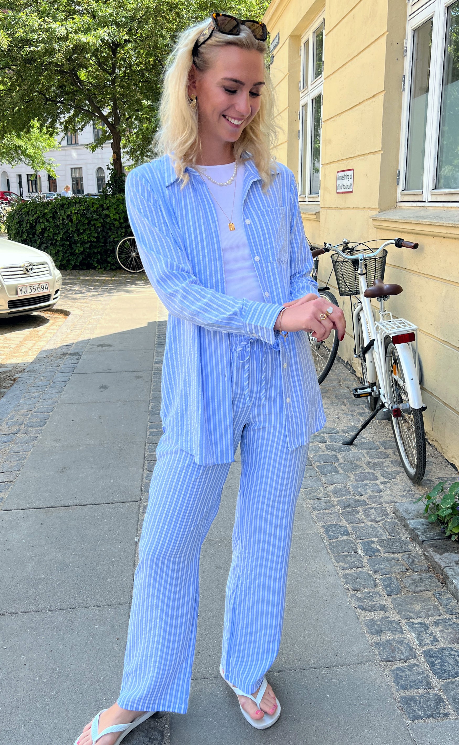 INA Copenhagen Bukser - Grace - Blue/White Stripe