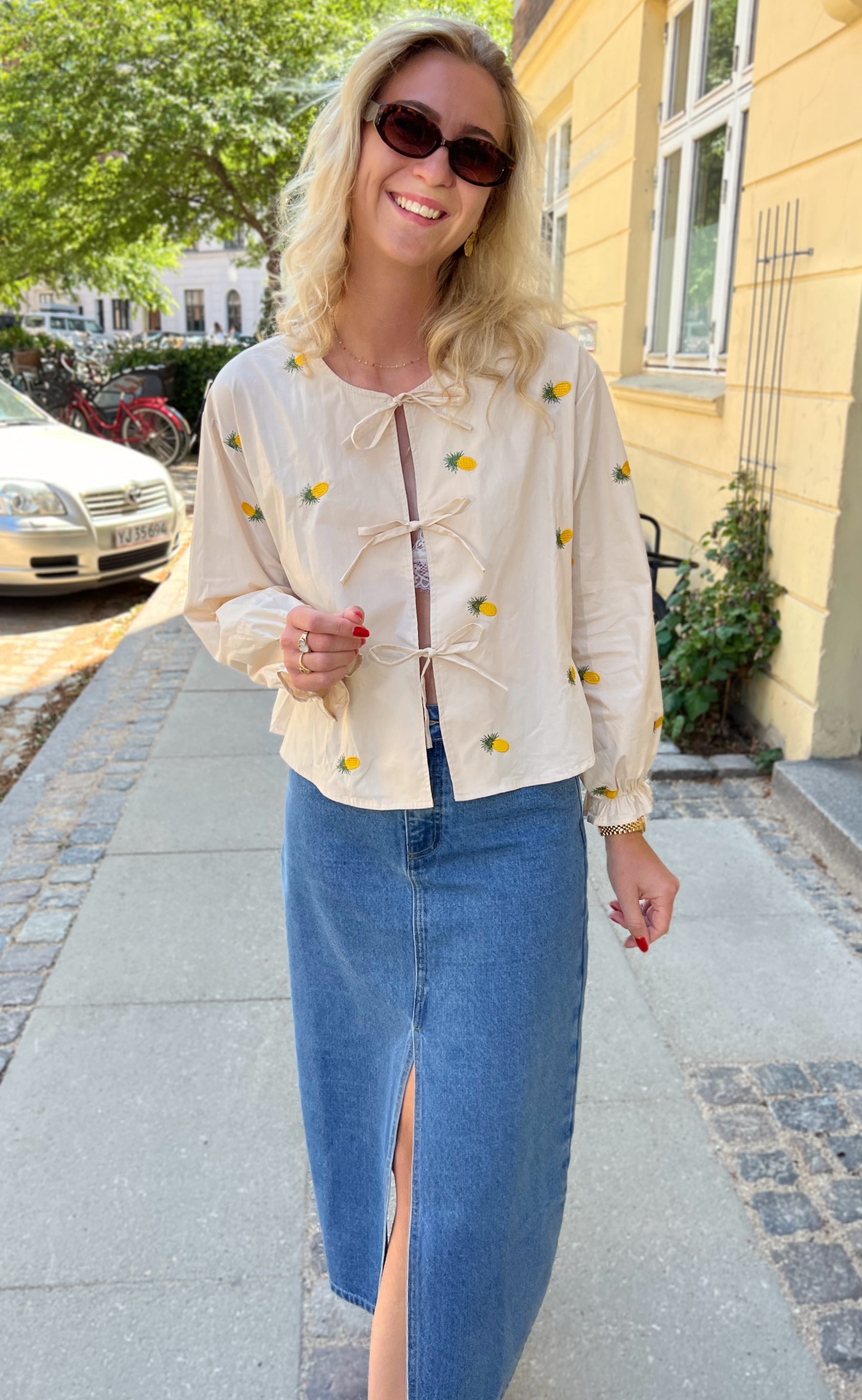 INA Copenhagen Bluse - Leonora - Off White W. Pineapple