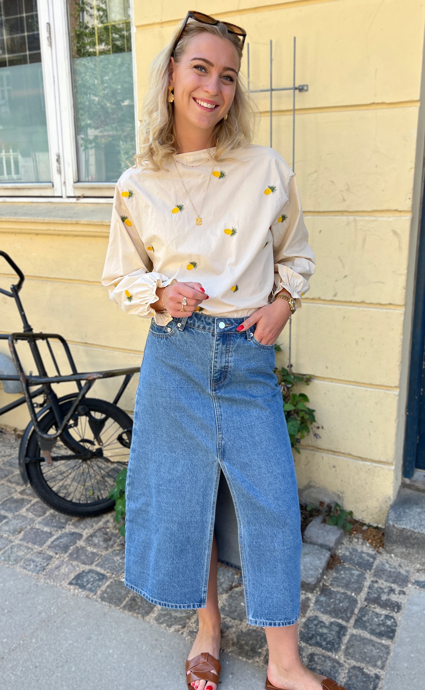 INA Copenhagen Bluse - Leonora - Off White W. Pineapple
