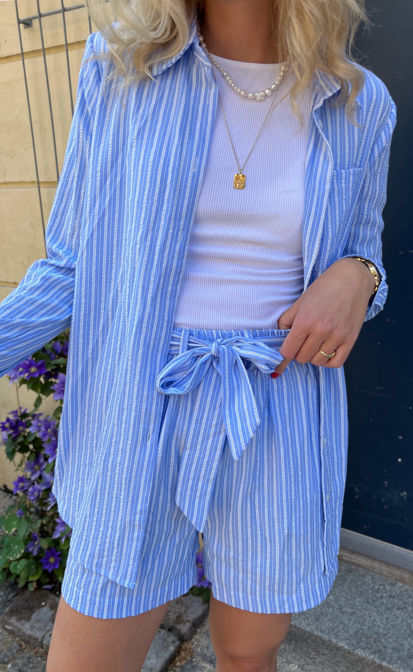 INA Copenhagen Shorts - Grace - Blue/White Stripe