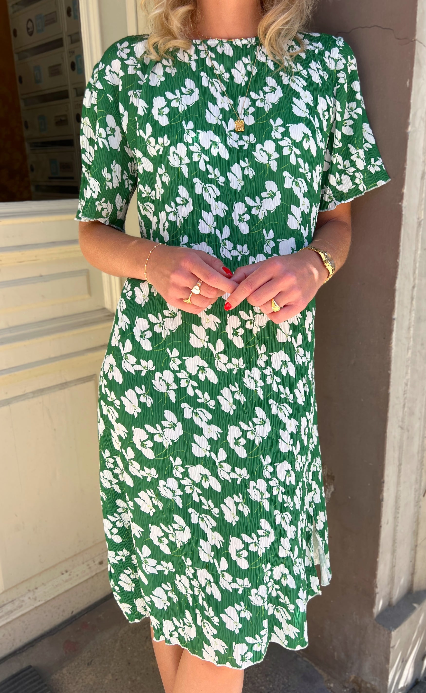 INA Copenhagen Kjole - Nancy Plisse - Green Flower