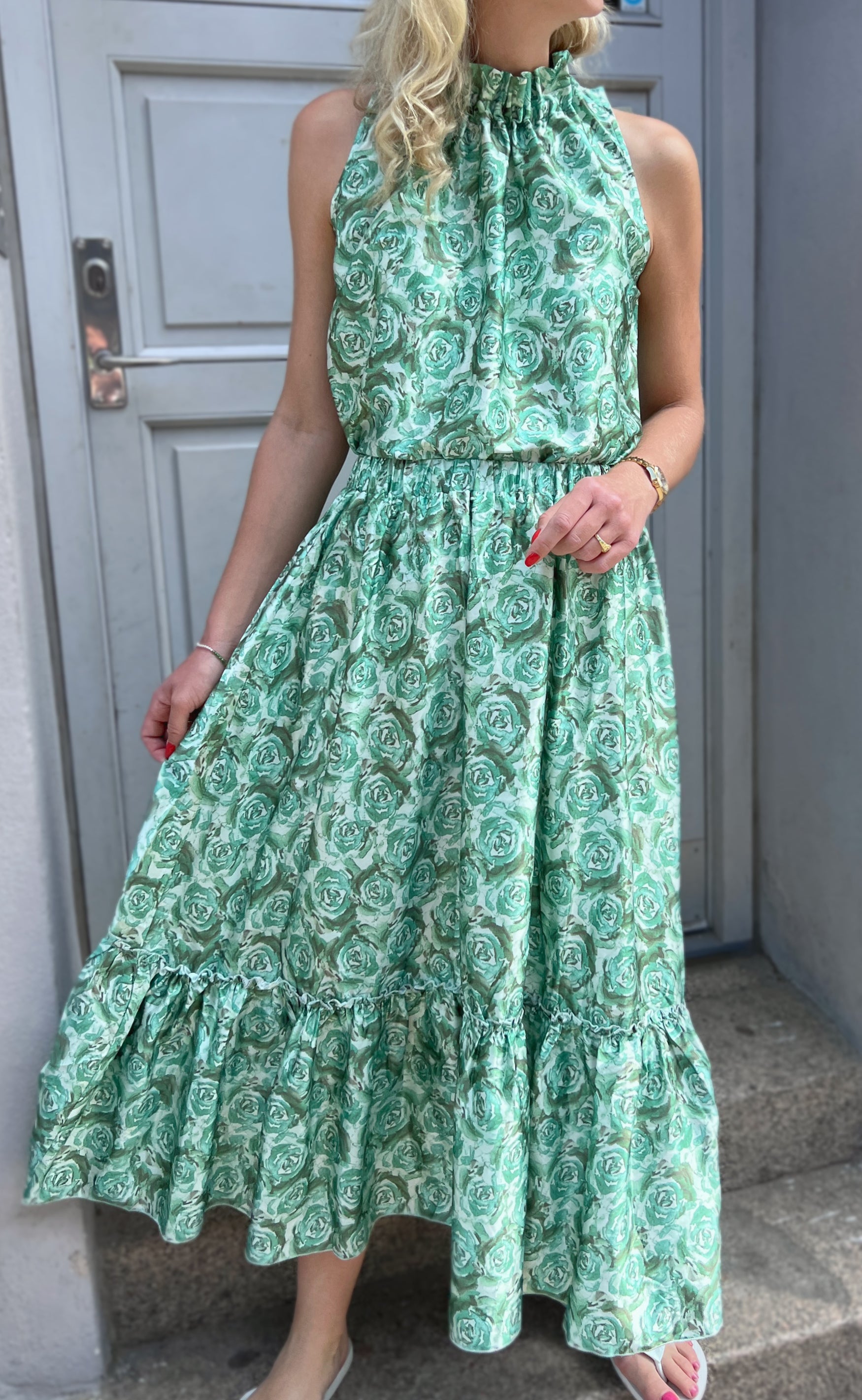 INA Copenhagen Topp - Ellen - Green Roses (vendbar)
