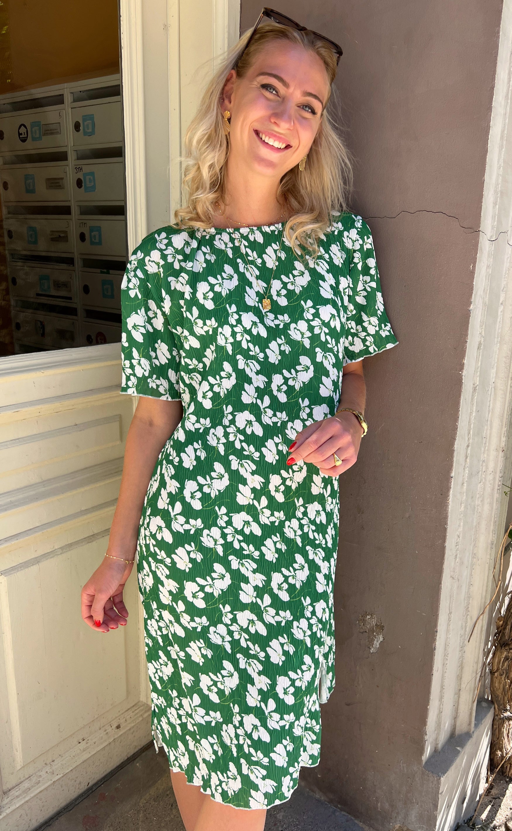 INA Copenhagen Kjole - Nancy Plisse - Green Flower