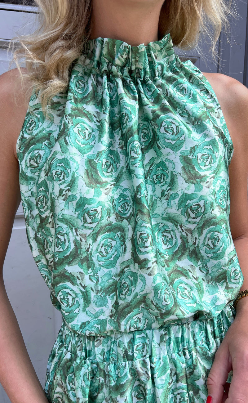 INA Copenhagen Topp - Ellen - Green Roses (vendbar)