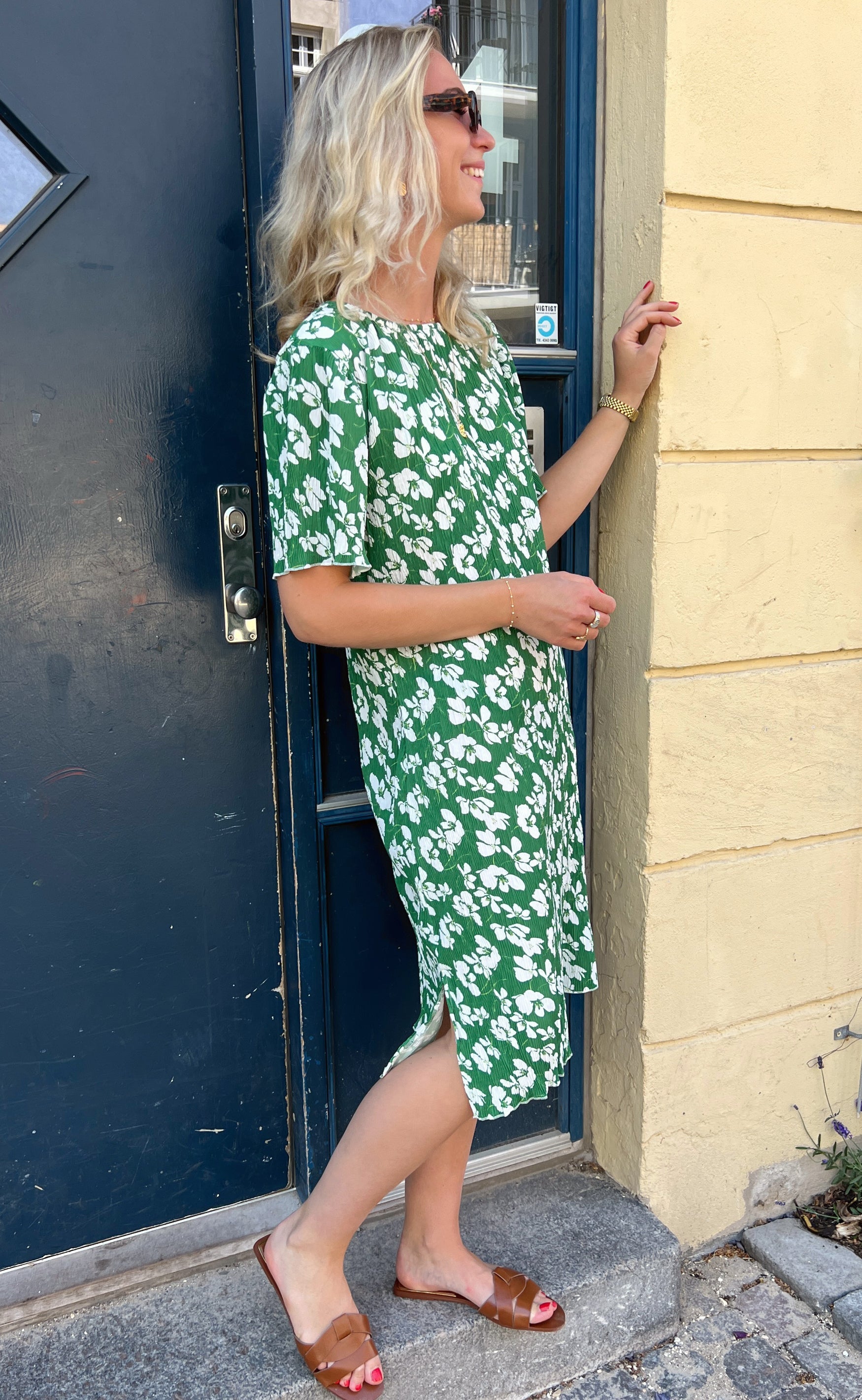 INA Copenhagen Kjole - Nancy Plisse - Green Flower