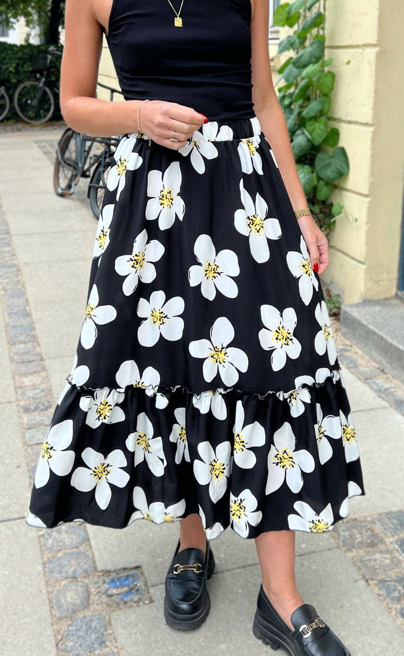 INA Copenhagen Skjørt - Hanna - Black/White Flower