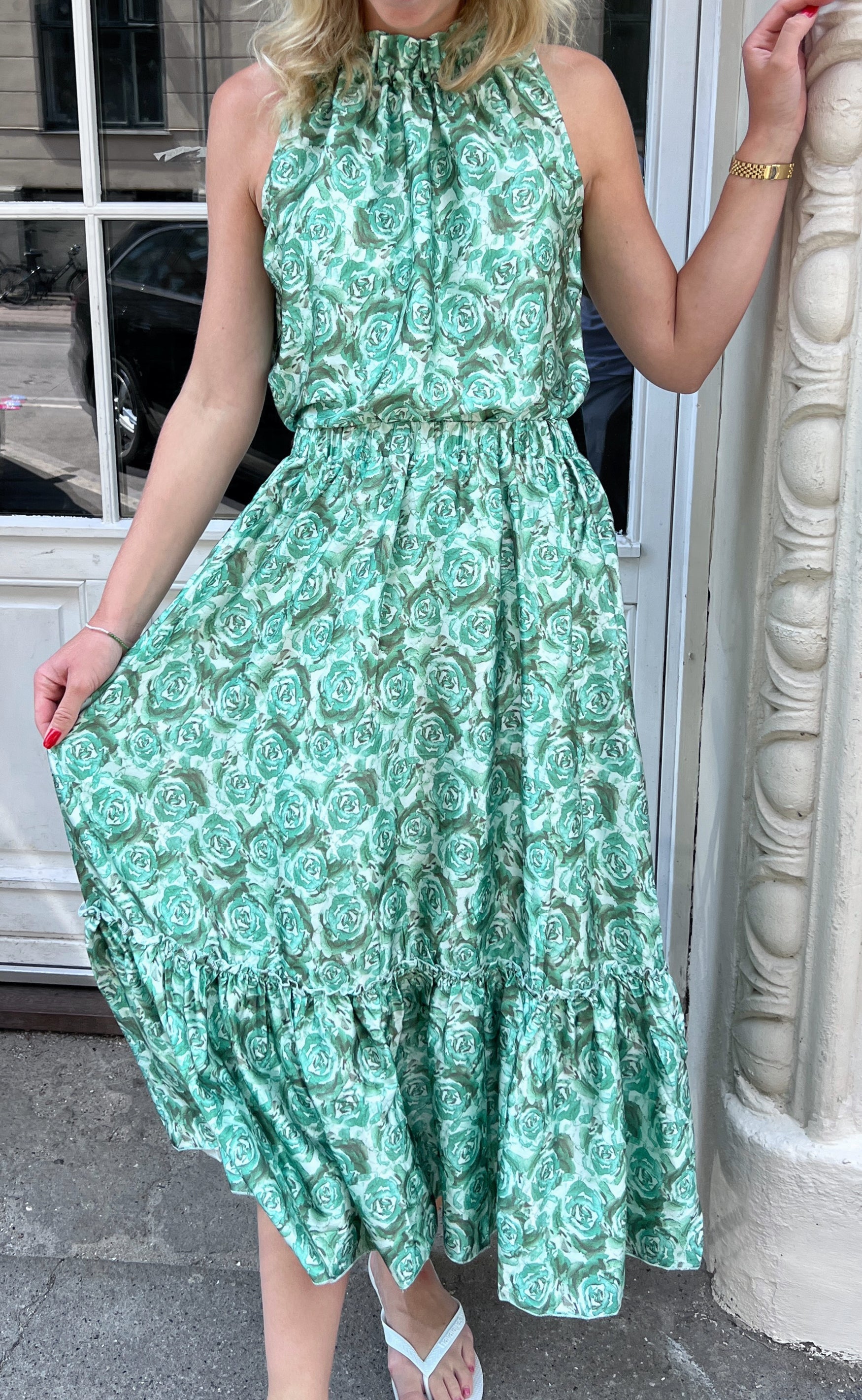 INA Copenhagen Topp - Ellen - Green Roses (vendbar)