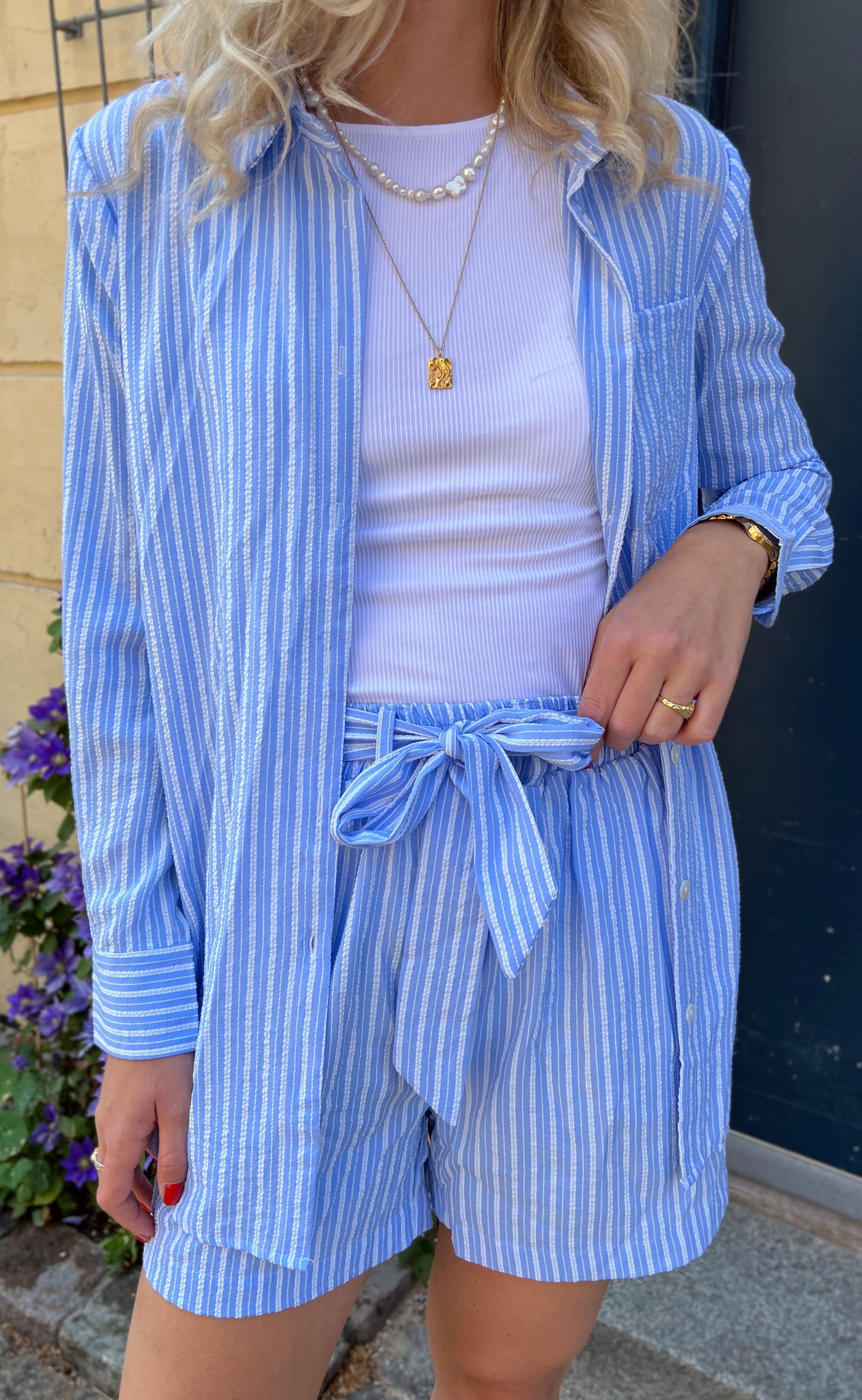 INA Copenhagen Shorts - Grace - Blue/White Stripe