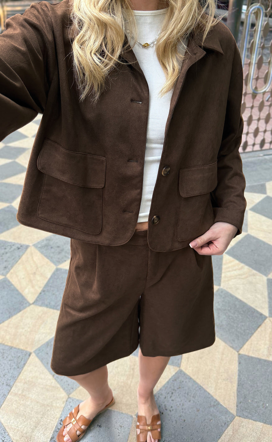 Say INA Copenhagen Jakke - Kathi Suede - Dark Brown