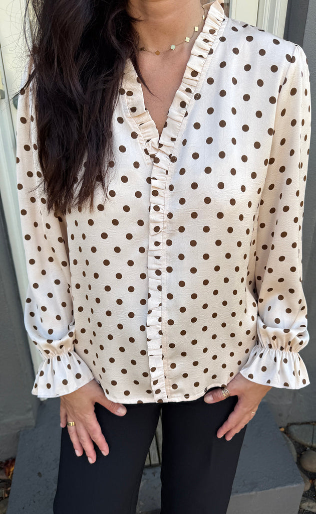 Say INA Copenhagen Bluse - Catja - Beige Dots