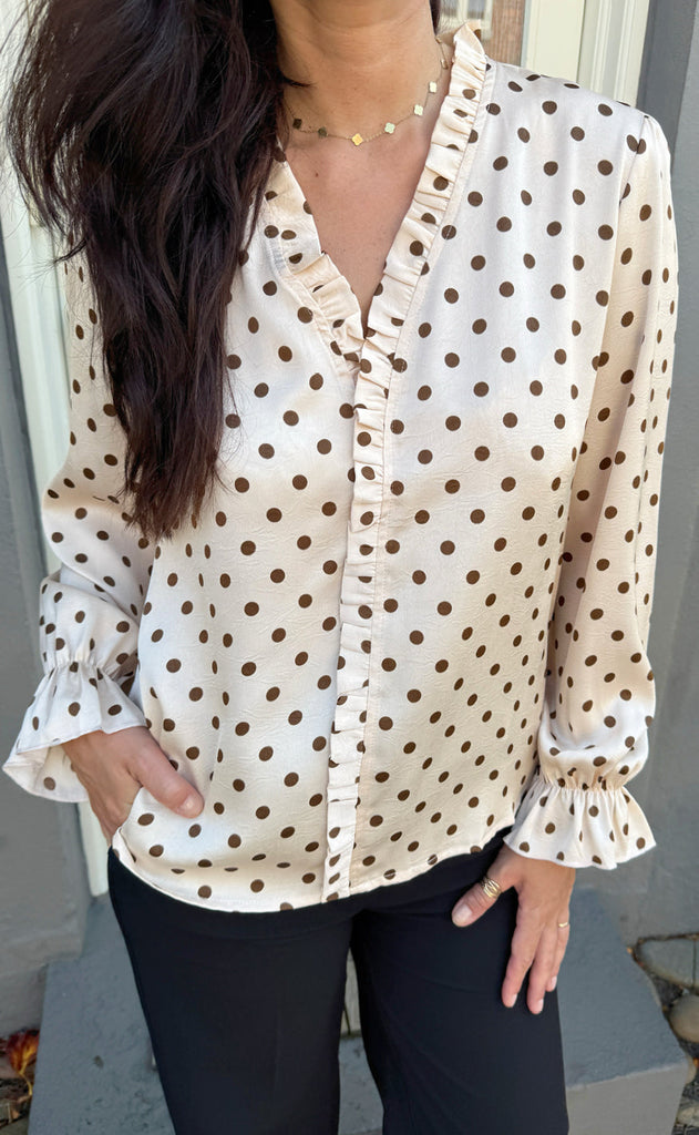 Say INA Copenhagen Bluse - Catja - Beige Dots