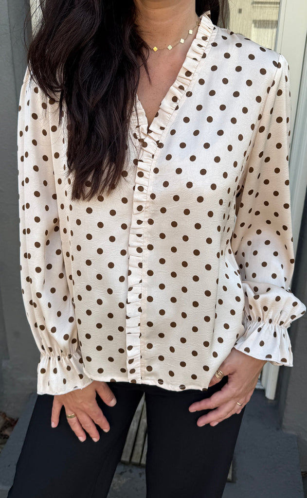 Say INA Copenhagen Bluse - Catja - Beige Dots