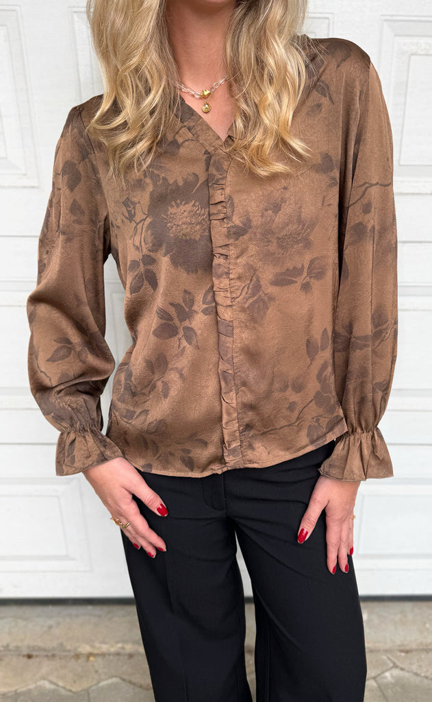 Say INA Copenhagen Bluse - Catja - Brown Flowers