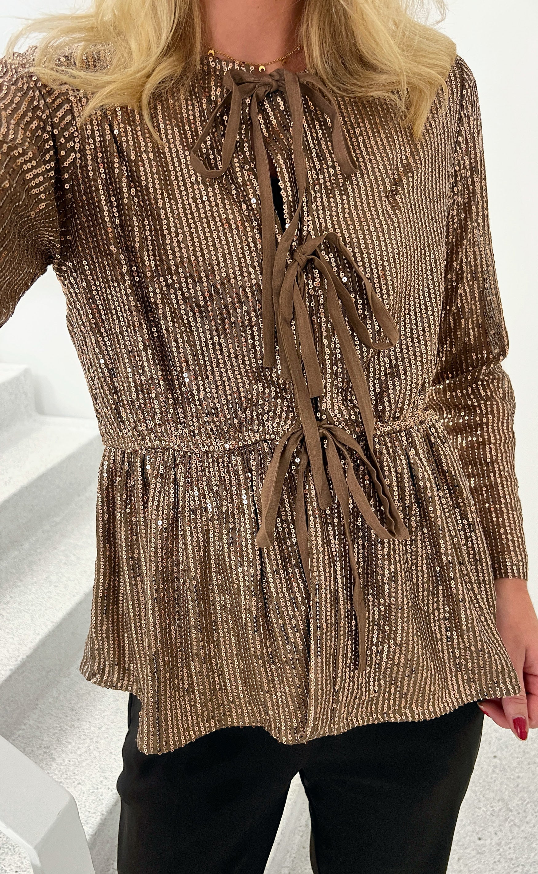 Say INA Copenhagen Bluse - Petra - Brown Sequin