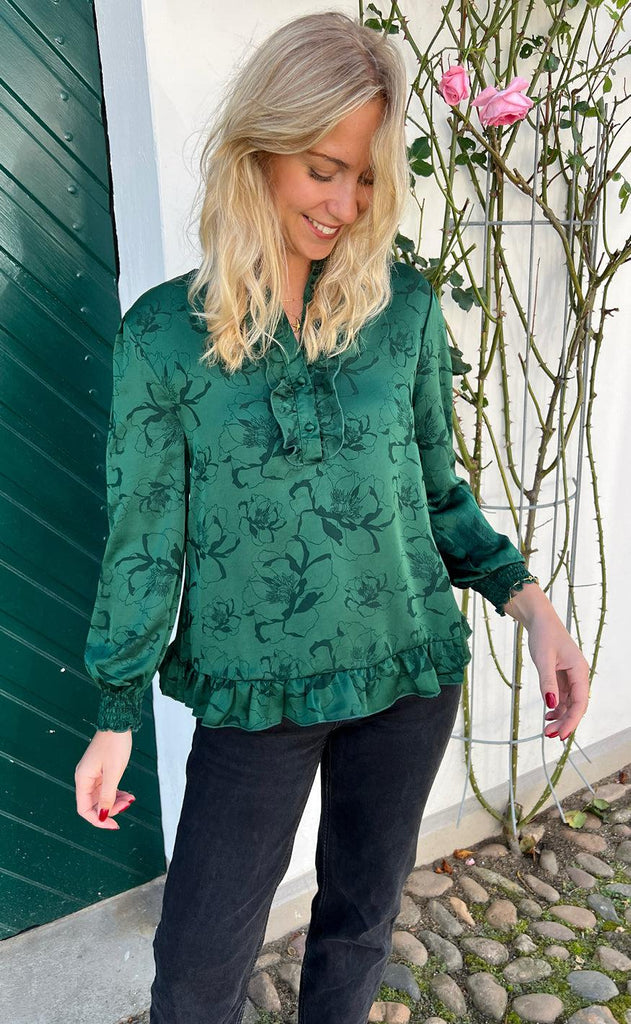 Say INA Copenhagen Bluse - Pia - Green Flower