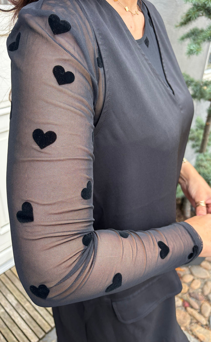 Say INA Copenhagen Bluse - Sophia Mesh - Black Hearts