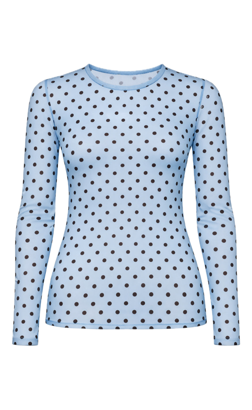 Say INA Copenhagen Bluse - Sophia Mesh - Blue W. Black Dots