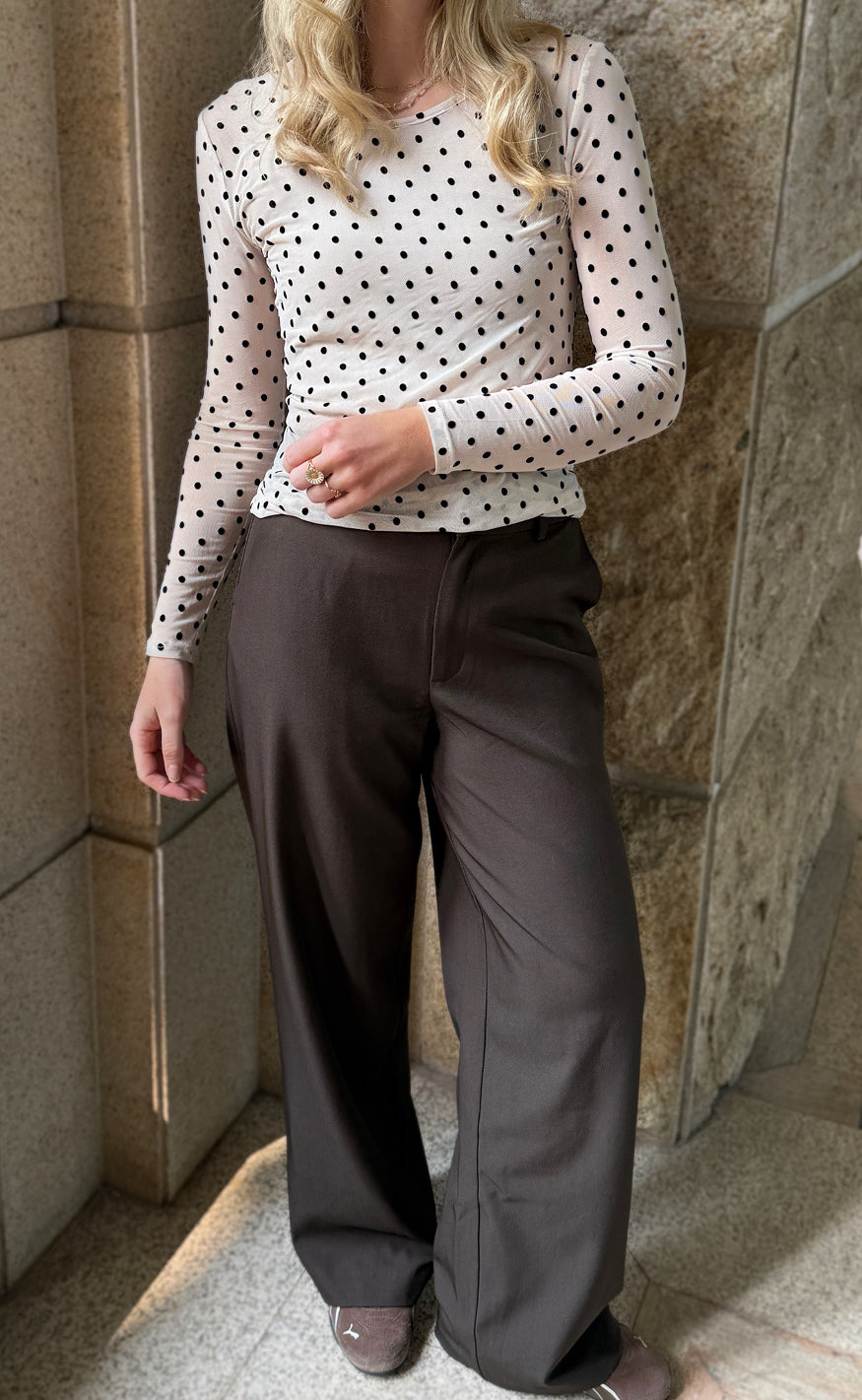 Say INA Copenhagen Bluse - Sophia Mesh - Off White W. Black Dots