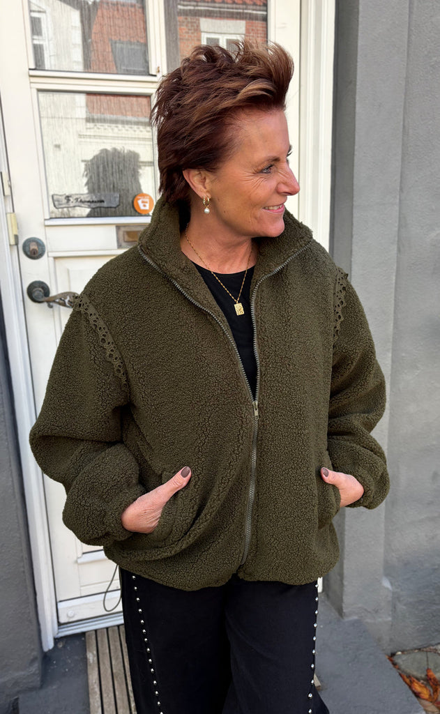 Say INA Copenhagen Fleece Jakke - Fia - Army Green