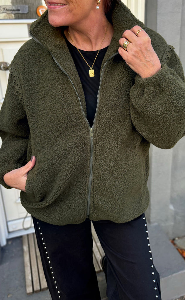 Say INA Copenhagen Fleece Jakke - Fia - Army Green