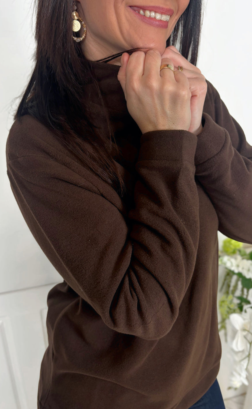Say INA Copenhagen Fleece Genser - Fie - Dark Brown