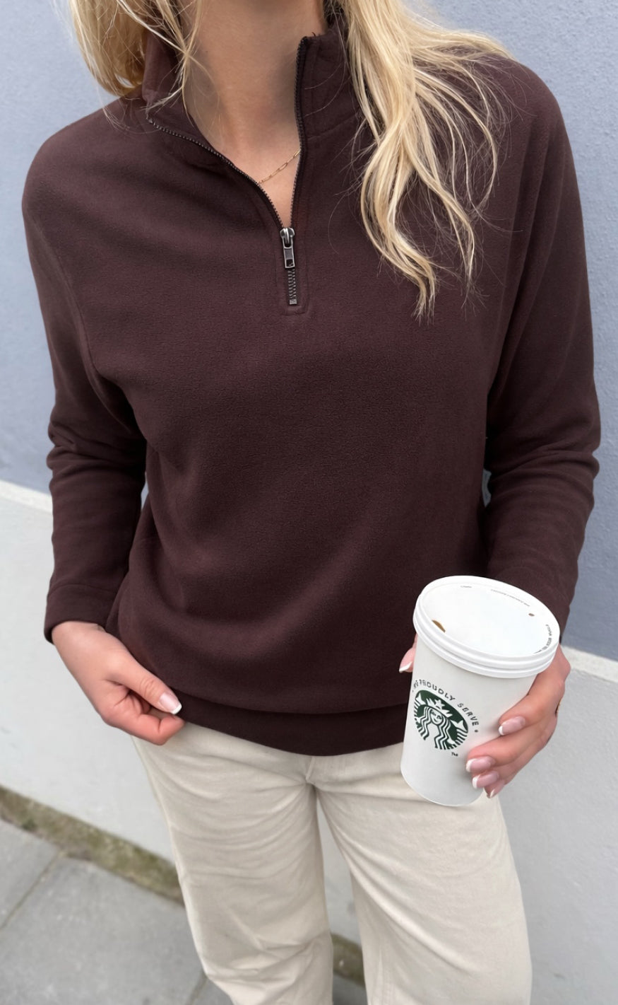 Say INA Copenhagen Fleece Trøje - Fie - Warm Brown